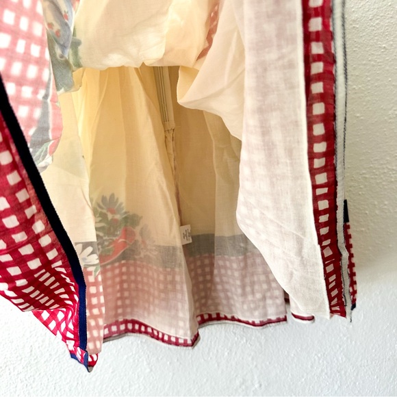 Anna Sui for Anthropologie Womens Western Horse Cream & Red Gingham Skirt - Picture 3 of 8